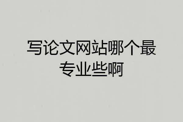 写论文网站哪个最专业些啊