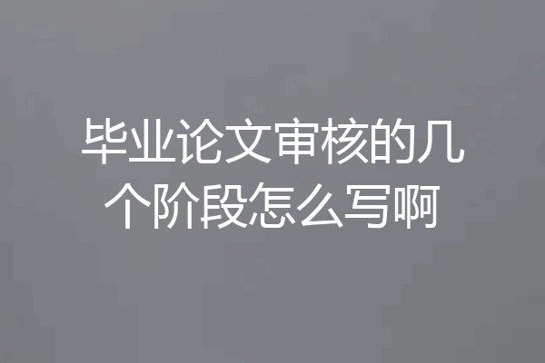 毕业论文审核的几个阶段怎么写啊