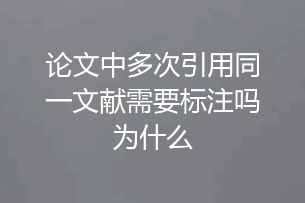 论文中多次引用同一文献需要标注吗为什么