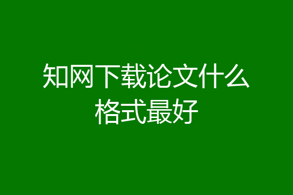 知网下载论文什么格式最好