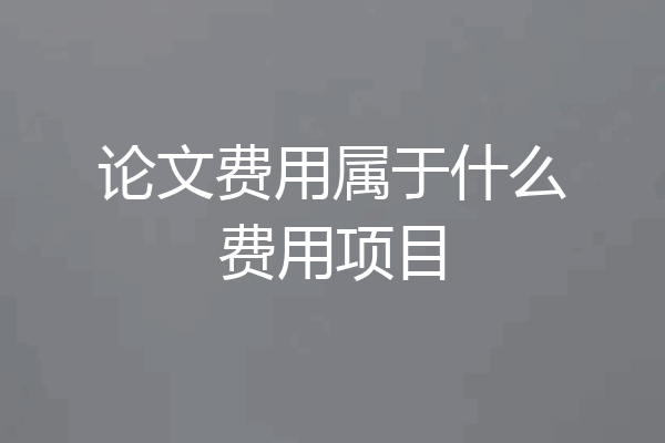 论文费用属于什么费用项目
