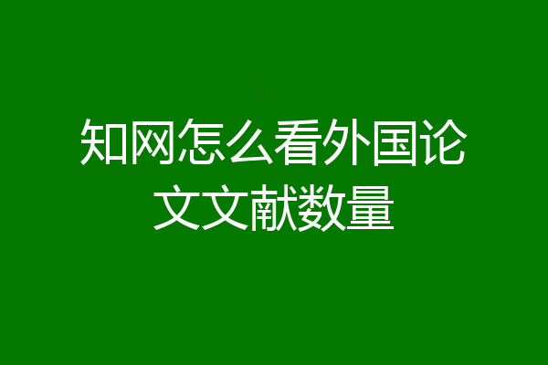 知网怎么看外国论文文献数量