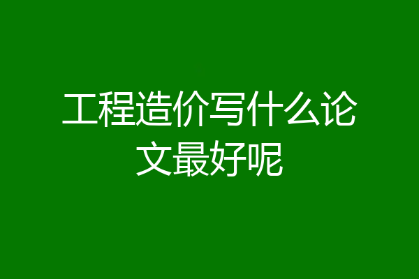 工程造价写什么论文最好呢