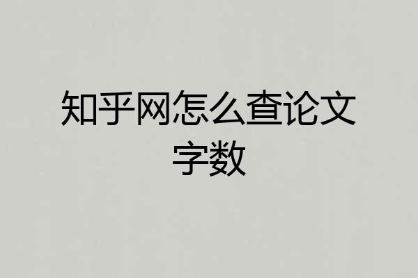 知乎网怎么查论文字数