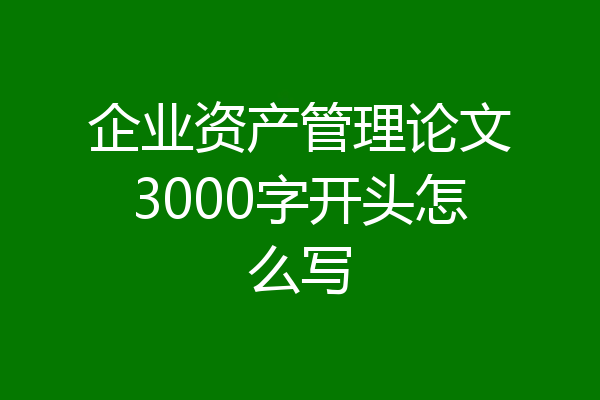 企业资产管理论文3000字开头怎么写