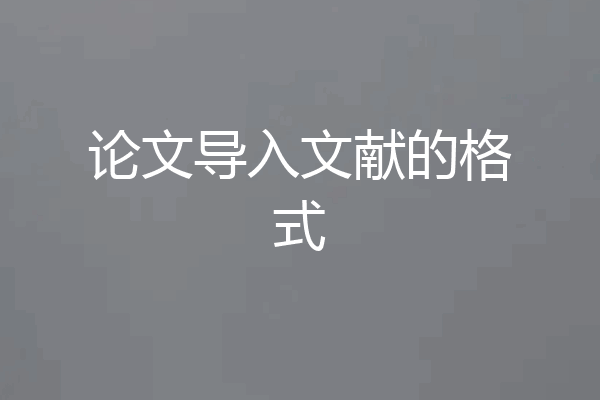 论文导入文献的格式