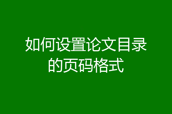 如何设置论文目录的页码格式