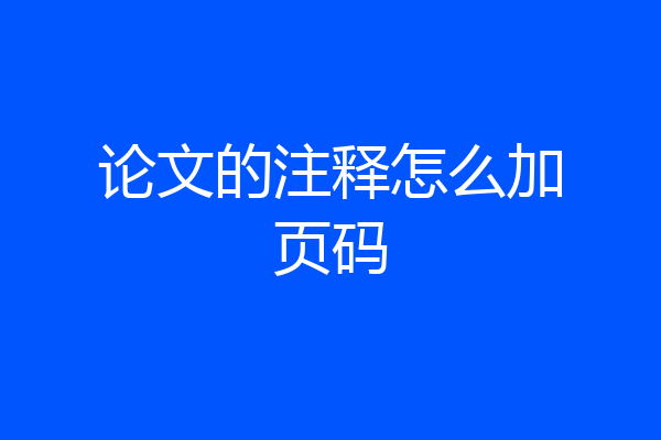 论文的注释怎么加页码