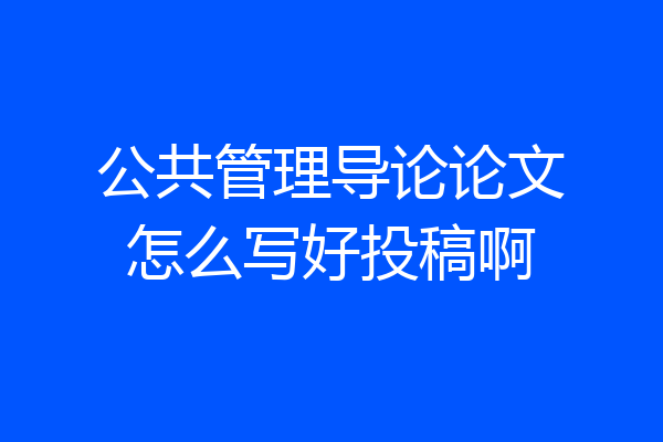 公共管理导论论文怎么写好投稿啊