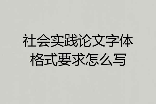 社会实践论文字体格式要求怎么写