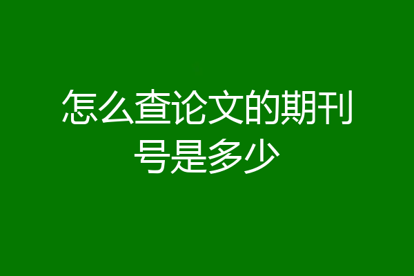 怎么查论文的期刊号是多少