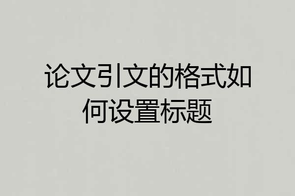 论文引文的格式如何设置标题