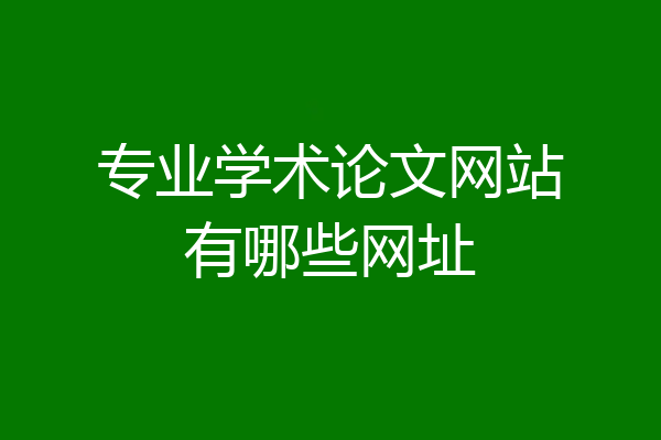 专业学术论文网站有哪些网址