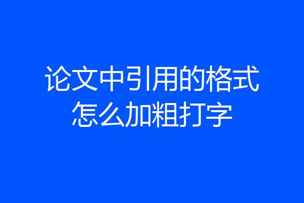 论文中引用的格式怎么加粗打字