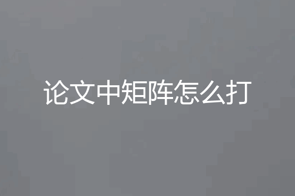 论文中矩阵怎么打