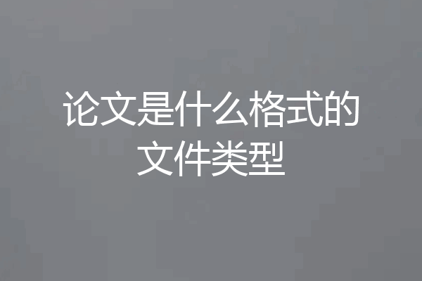 论文是什么格式的文件类型