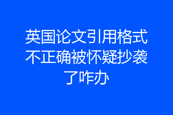 英国论文引用格式不正确被怀疑抄袭了咋办