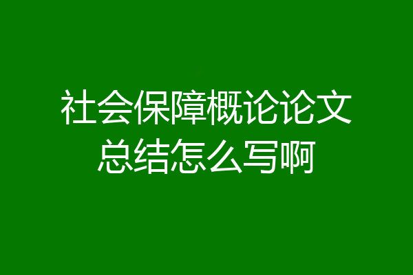 社会保障概论论文总结怎么写啊