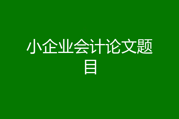 小企业会计论文题目