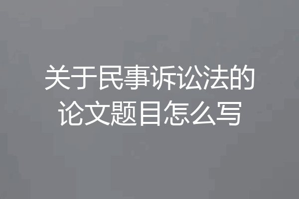 关于民事诉讼法的论文题目怎么写