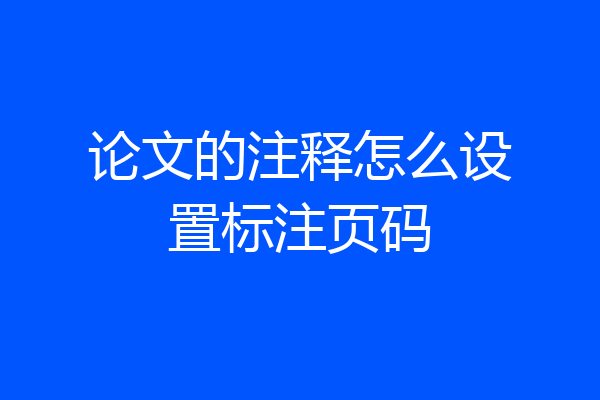 论文的注释怎么设置标注页码
