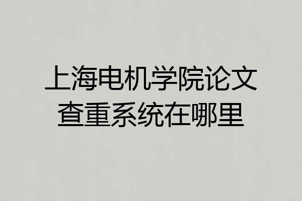上海电机学院论文查重系统在哪里