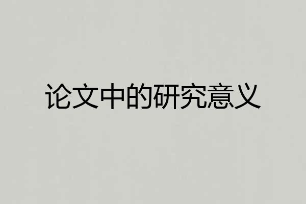 论文中的研究意义