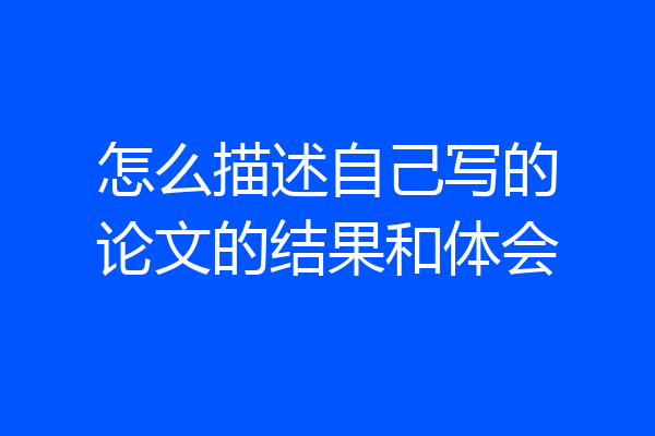 怎么描述自己写的论文的结果和体会