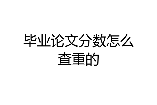 毕业论文分数怎么查重的