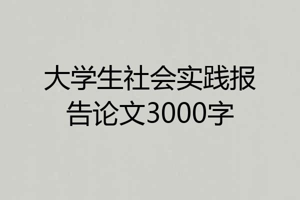 大学生社会实践报告论文3000字