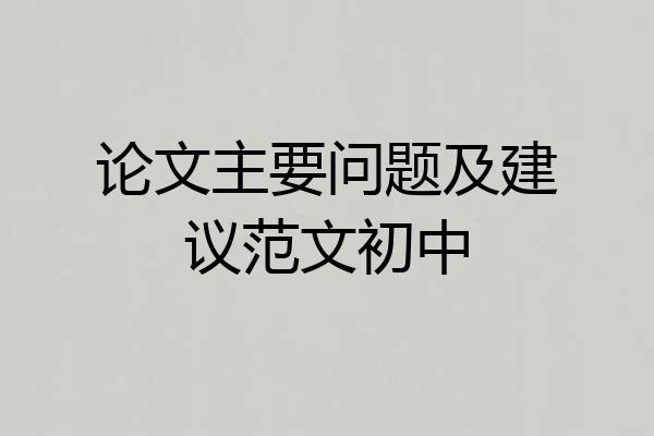 论文主要问题及建议范文初中