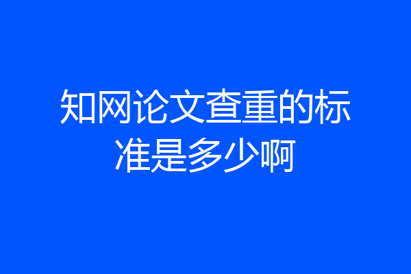 知网论文查重的标准是多少啊