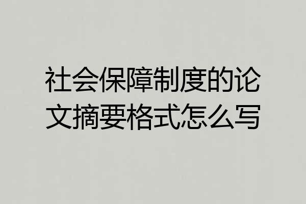 社会保障制度的论文摘要格式怎么写