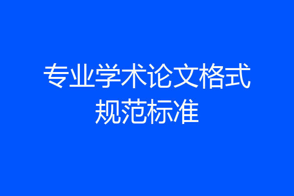 专业学术论文格式规范标准