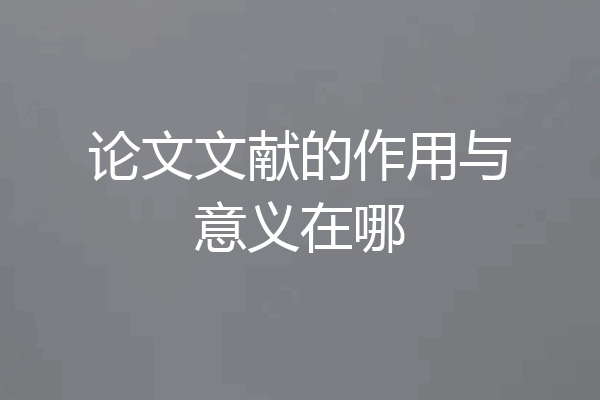 论文文献的作用与意义在哪