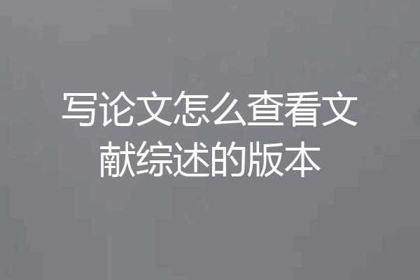 写论文怎么查看文献综述的版本
