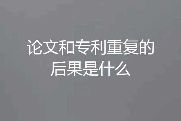 论文和专利重复的后果是什么