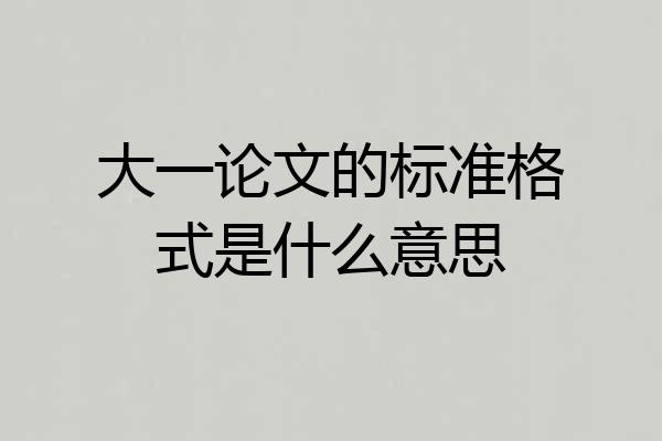 大一论文的标准格式是什么意思