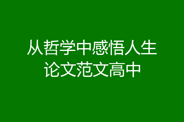 从哲学中感悟人生论文范文高中