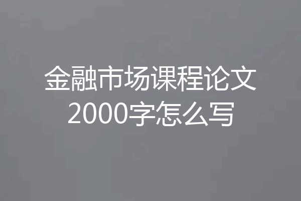 金融市场课程论文2000字怎么写
