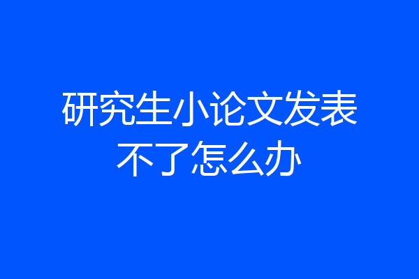 研究生小论文发表不了怎么办