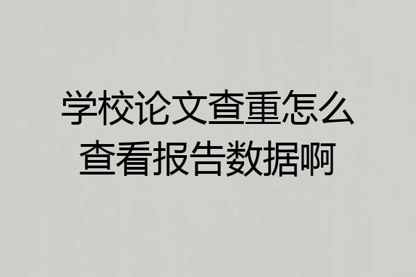 学校论文查重怎么查看报告数据啊