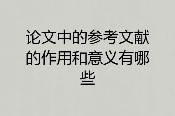 论文中的参考文献的作用和意义有哪些