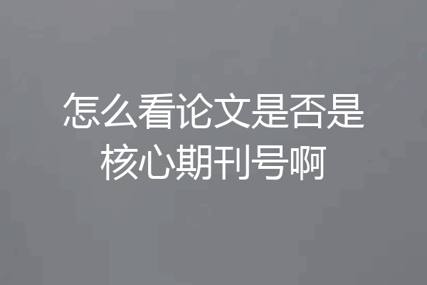 怎么看论文是否是核心期刊号啊