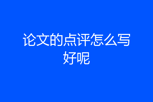 论文的点评怎么写好呢