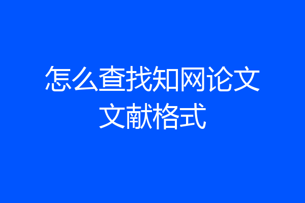 怎么查找知网论文文献格式
