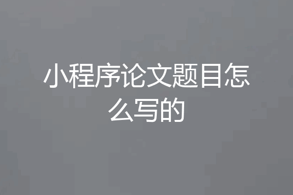 小程序论文题目怎么写的