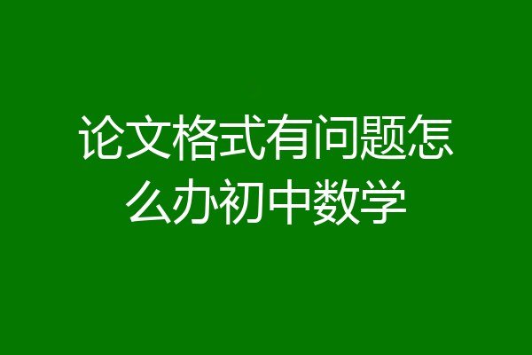论文格式有问题怎么办初中数学