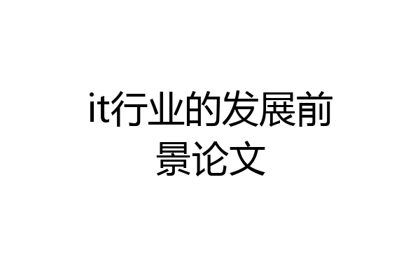 it行业的发展前景论文