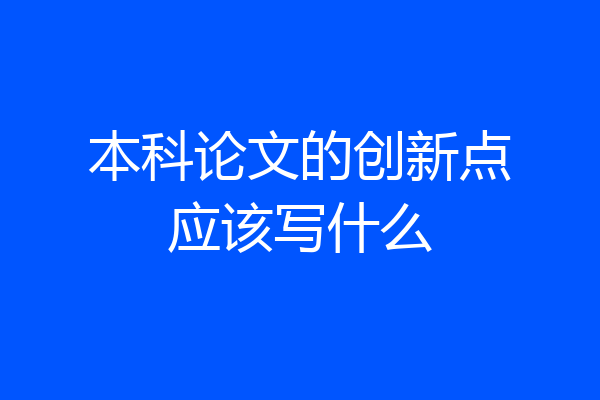本科论文的创新点应该写什么